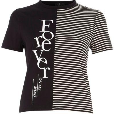 River Island Womens Petite 'forever' Block Stripe T-shirt