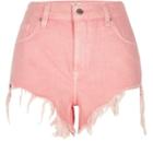 River Island Womens Frayed Hem High Side Denim Shorts
