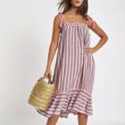 River Island Womens Stripe Plaited Stripe Beach Midi Dress