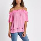 River Island Womens Cold Shoulder Lace Hem Top