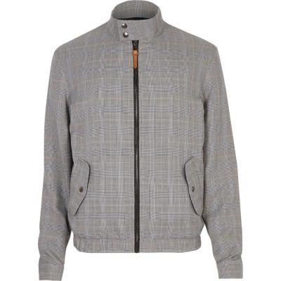 River Island Mens Checked Funnel Neck Harrington Jacket