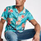 River Island Mens Floral Print Mesh Short Sleeve Shirt