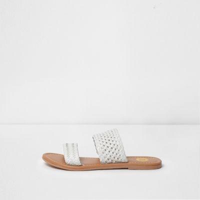 River Island Womens White Woven Strap Sandals