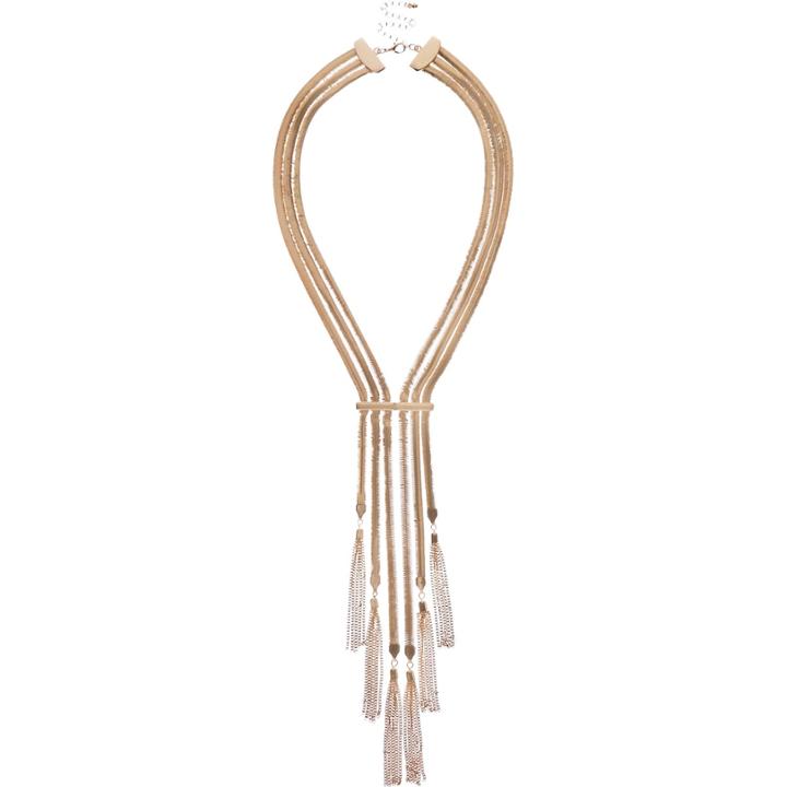 River Island Womens Gold Tone Draped Tassel Lariat Necklace