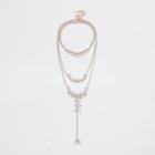 River Island Womens Rose Gold Tone Layered Jewel Cluster Necklace