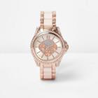 River Island Womens Plus Rose Gold Tone Chain Embellished Watch