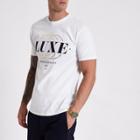 River Island Mens White 'luxe' Short Sleeve T-shirt