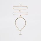 River Island Womens Gold Color Chain And T Bar Necklace Pack