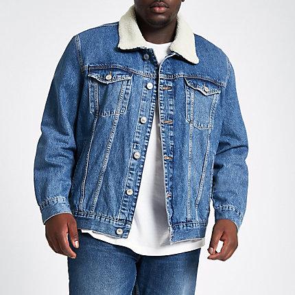 River Island Mens Big And Tall Borg Lined Denim Jacket