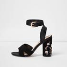 River Island Womens Floral Embroidered Block Heel Sandals
