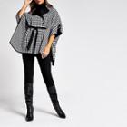 River Island Womens Dogtooth Check Belted Cape Jacket