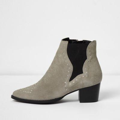 River Island Womens Suede Studded Western Boots