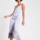 River Island Womens Fringe Wrap Satin Slip Dress