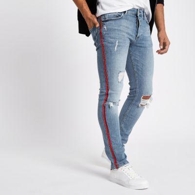 River Island Mens Tape Ripped Skinny Jeans