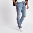 River Island Mens Tape Ripped Skinny Jeans