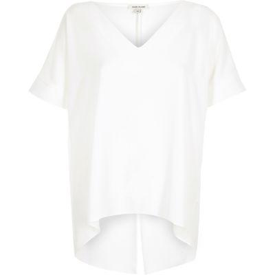 River Island Womens White Split Back Cold Shoulder T-shirt