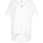 River Island Womens White Split Back Cold Shoulder T-shirt