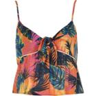 River Island Womens Leaf Print Knot Front Cami Crop Top