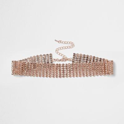 River Island Womens Rose Gold Tone Cup Chain Choker