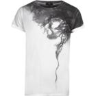 River Island Mens White Skull Smoke Print Crew Neck T-shirt