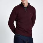 River Island Mens Zip-up Slim Fit Funnel Neck Sweater