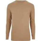 River Island Mens Slim Fit Long Sleeve Rib T-shirt