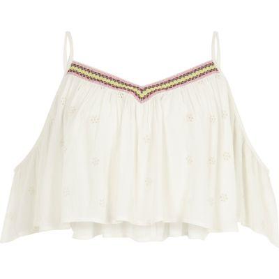 River Island Womens Embroidered Beach Cami Crop Top
