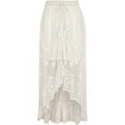 River Island Womens White Mesh Asymmetric High-low Hem Maxi Skirt