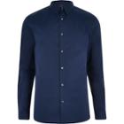 River Island Mens Micro Point Collar Muscle Fit Shirt