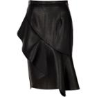 River Island Womens Faux Leather Frill Front Pencil Skirt