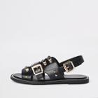 River Island Womens Faux Leather Chain Trim Sandals