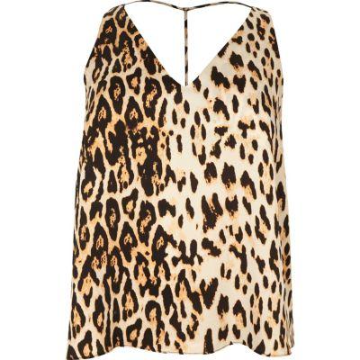 River Island Womens Plus Leopard Print T-bar Cami Top