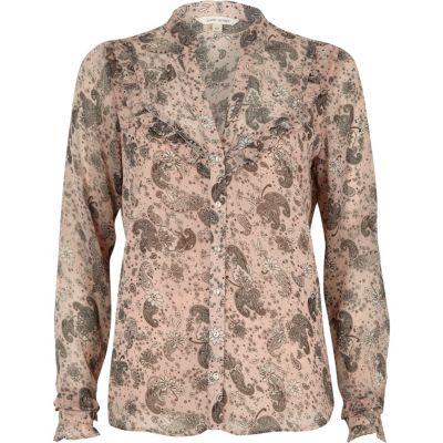 River Island Womens Floral And Paisley Frill Bib Blouse