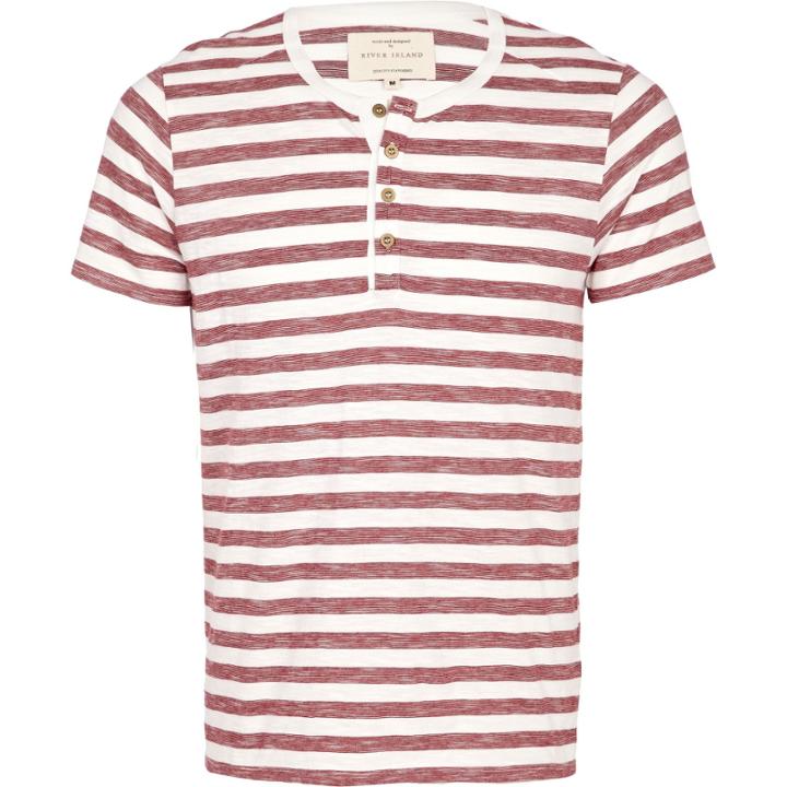 River Island Mensdark Stripe Grandad T-shirt