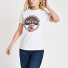 River Island Womens White 'amour' Geo Print Bow Trim T-shirt