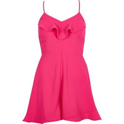 River Island Womens Petite Frill Detail Playsuit