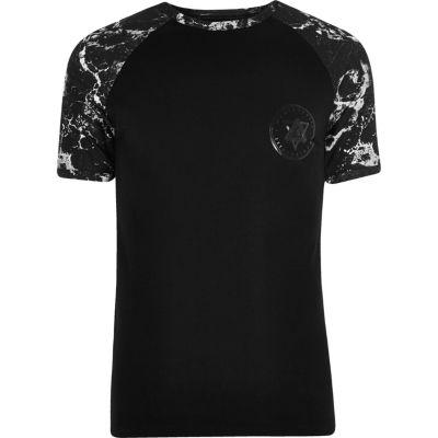 River Island Mens Printed Raglan Sleeve T-shirt