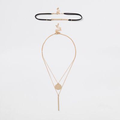River Island Womens Circle Choker Layer Necklace Pack