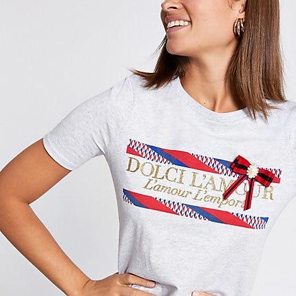 River Island Womens Bow Printed T-shirt