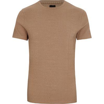 River Island Mens Ribbed Muscle Fit T-shirt