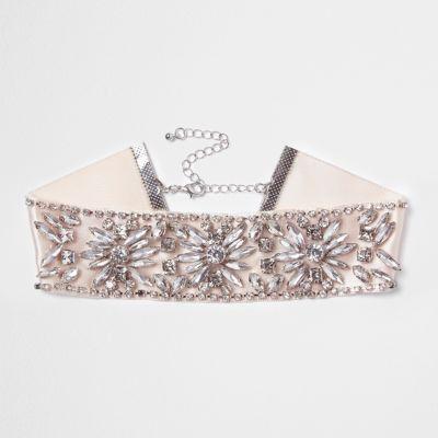 River Island Womens Jewel Embellished Satin Choker
