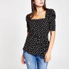 River Island Womens Ditsy Floral Puff Sleeve Top