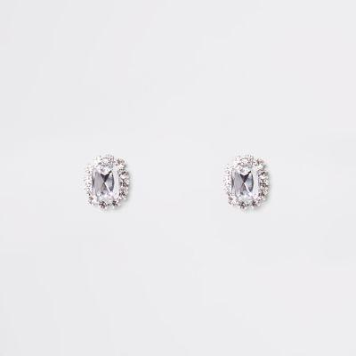 River Island Womens Silver Tone Diamante Stud Earrings