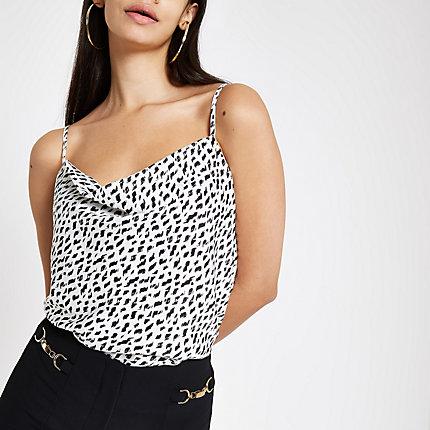 River Island Womens White Spot Print Cowl Neck Cami Top