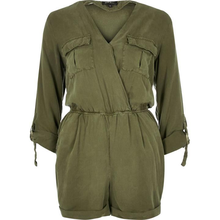 River Island Womens Linen-blend Minimal Playsuit
