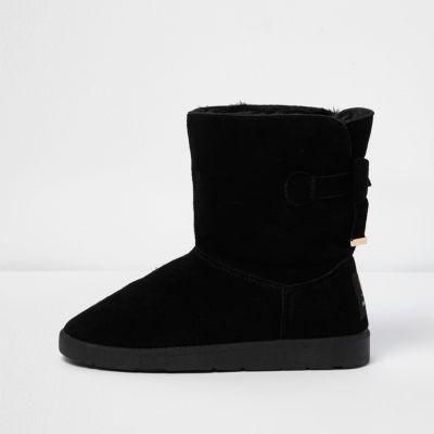 River Island Womens Bow Back Fur Lined Short Boots