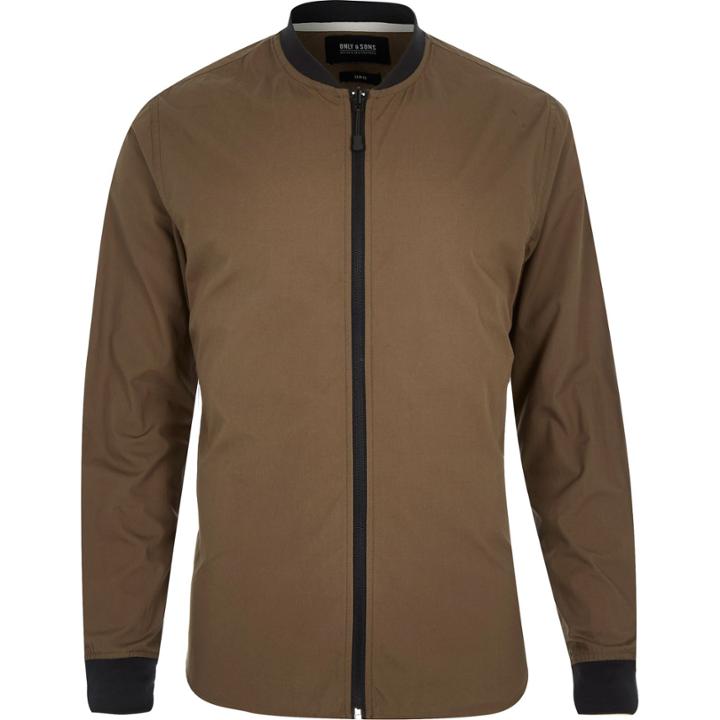 River Island Mensgrey Only & Sons Zip Up Shirt