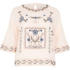 River Island Womens Flared Sleeve Embroidered Top