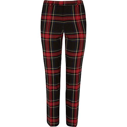 River Island Mens Tartan Check Skinny Fit Suit Trousers