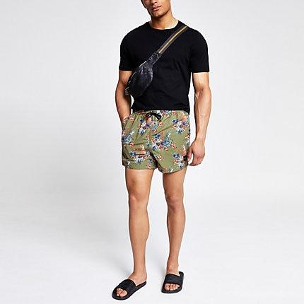 River Island Mens Only And Sons Tropical Print Swim Trunks